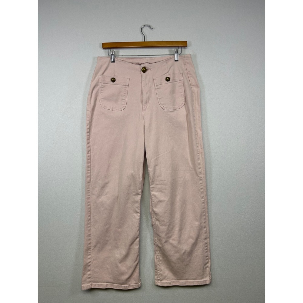 Retro Nautical Ophelia Roe Womens‎ 10 Pink Wide Leg Cropped High Rise Pants